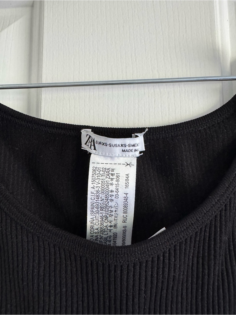 Zara Black Ribbed Crop Top with Silver Beaded Fringe Trim - Picture 4 of 7
